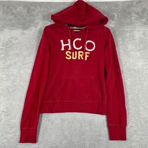 Hollister Surf Hoodie Womens Medium Red Pullover Embroidered Logo Casual
